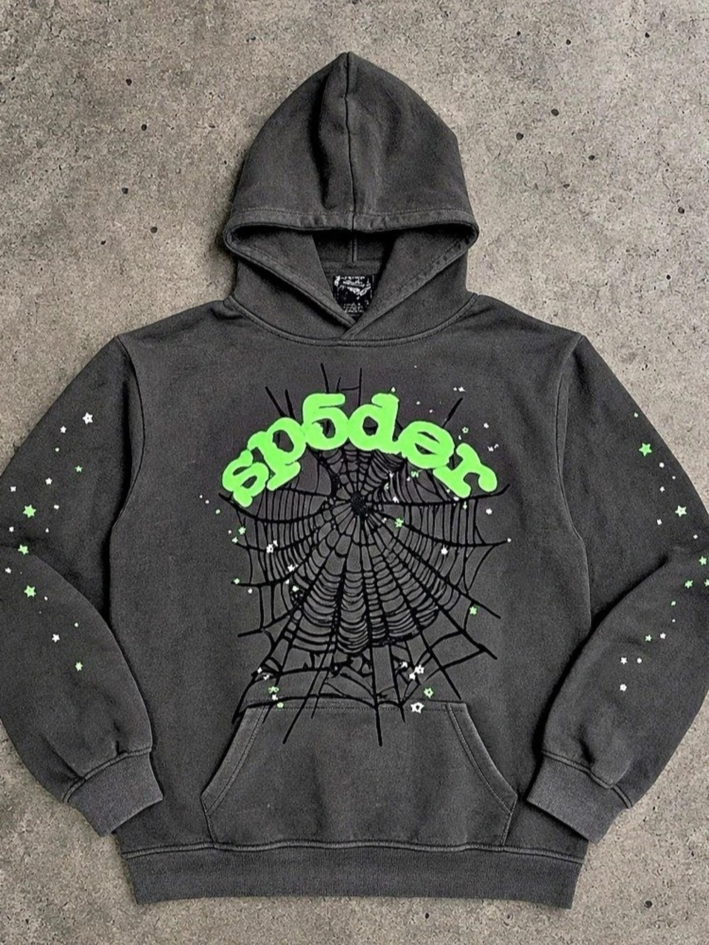 Sp5der Spider Web Hoodie Graphic Hoodie in Gray Size Large NWT
